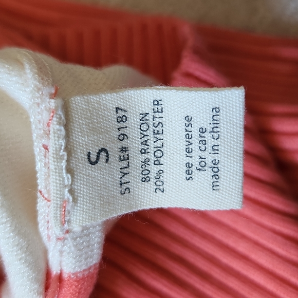 NWT Orange and White Striped V-neck Sweater - Picture 6 of 6
